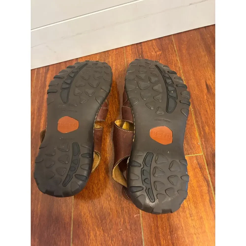 Born Men's Cabot III All Leather Fisherman Sandals Brown Size 12 Hiking Casual